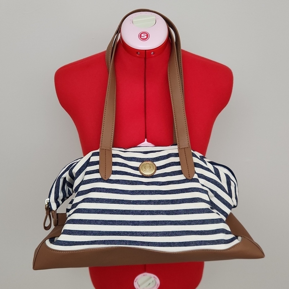 TOMMY HILFIGER striped navy and white purse handbag tote
